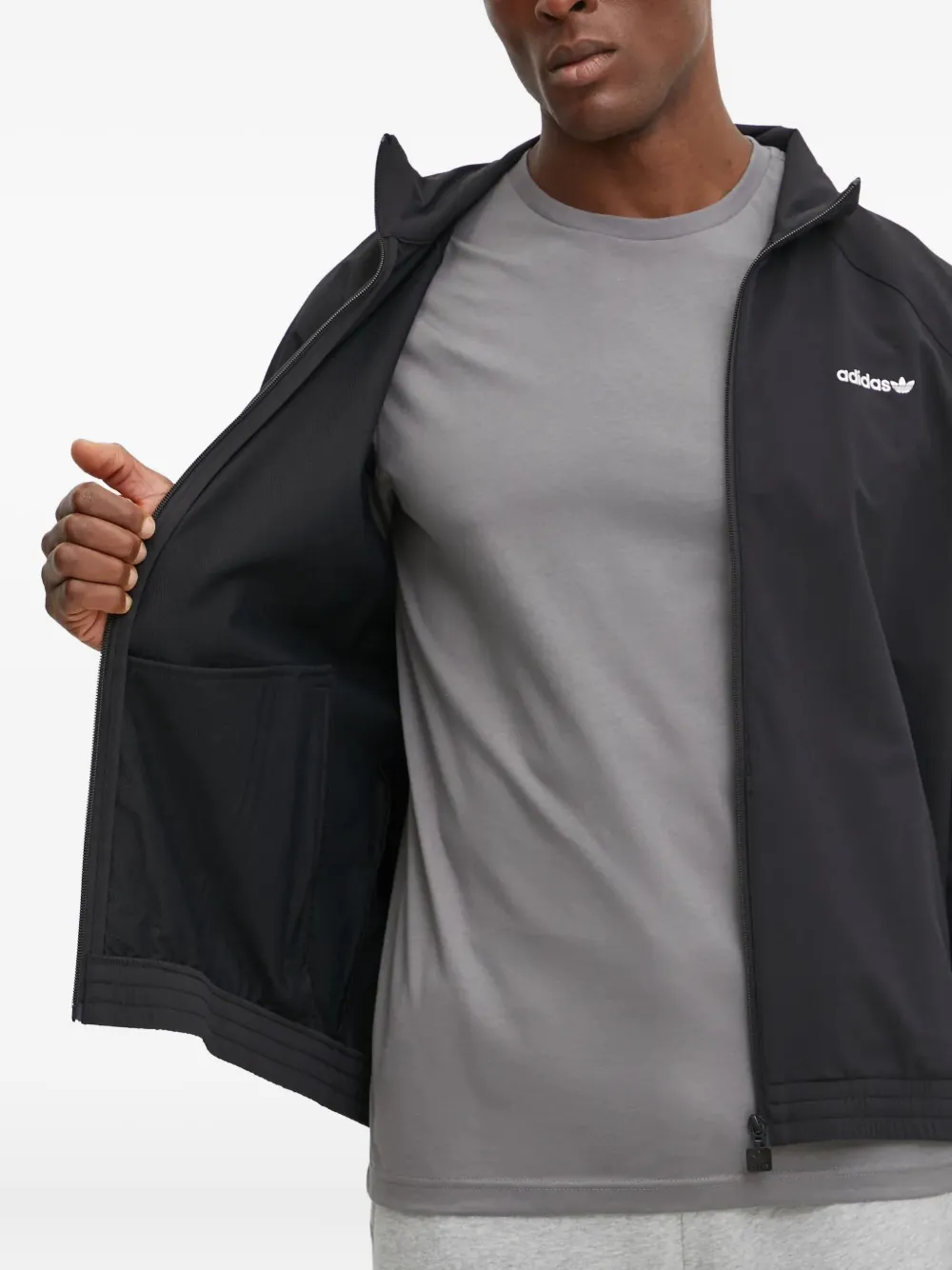 adidas Jack met logo en rits Zwart