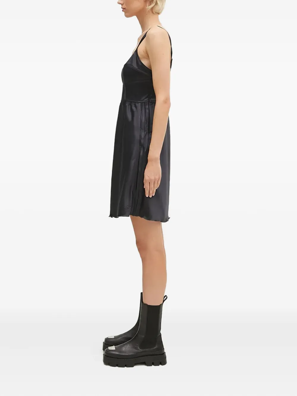 Adidas Originals Sleeveless Satin Mini Dress In Black
