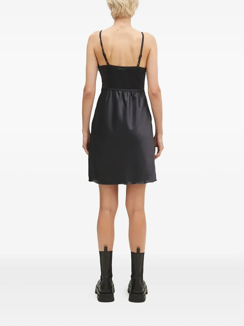 Adidas Originals Sleeveless Satin Mini Dress In Black