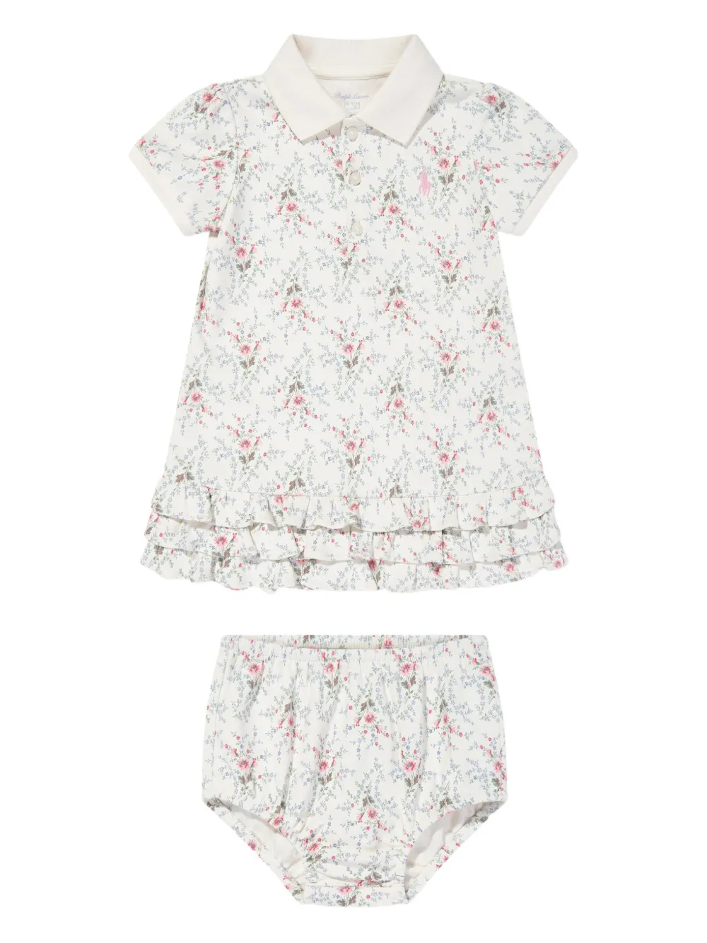 POLO RALPH LAUREN KIDS フローラル ポロワンピース - ホワイト POLO RALPH LAUREN KIDS フローラル ポロワンピース - ホワイト