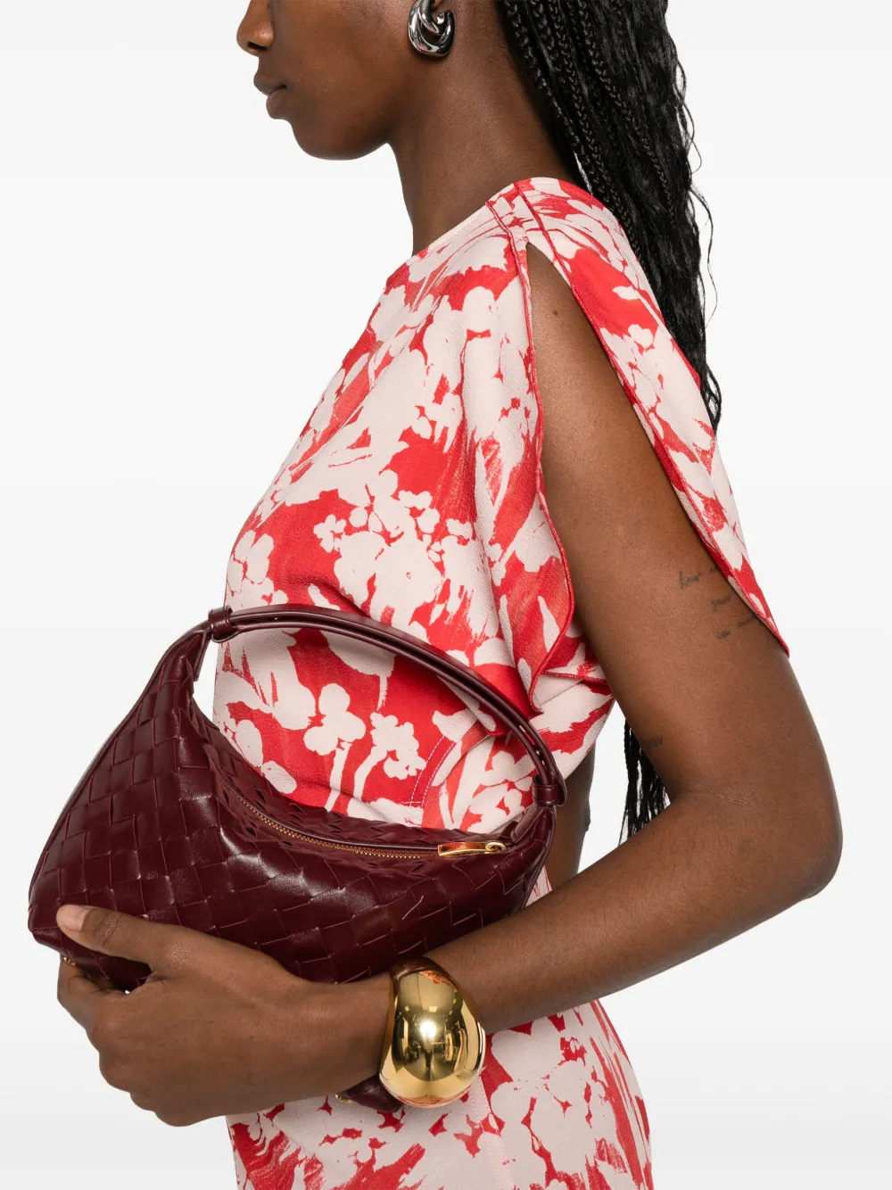 Victoria Beckham Midi-jurk met gesmockte taille Rood
