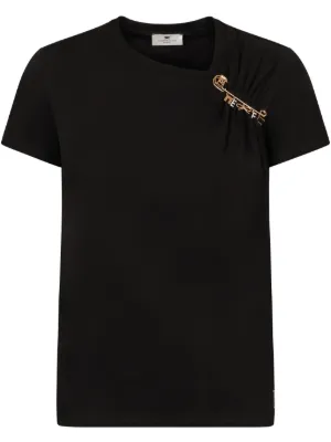 Elisabetta Franchi お洒落 チャーム付 ロゴ Tシャツ Elisabetta Franchi T-shirt | Smart Closet