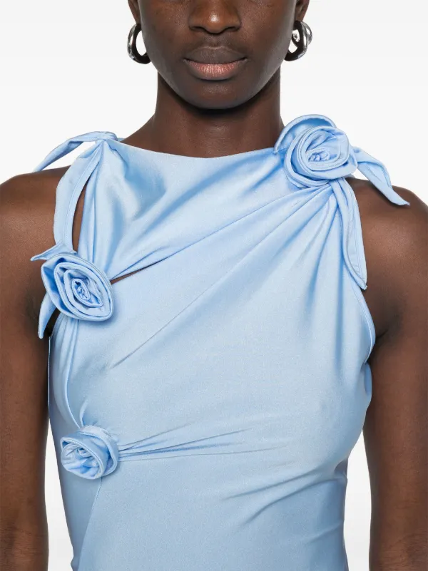 Coperni Asymmetric Flower Mini Dress | Blue | FARFETCH