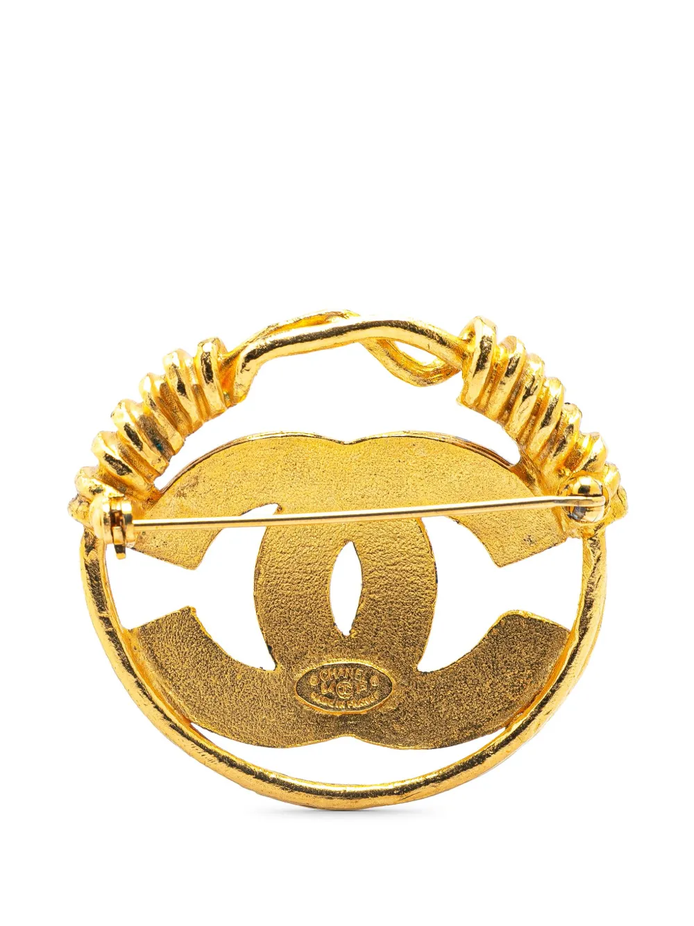 CHANEL Pre-Owned 1994 Gold Plated CC Brooch costume brooch | Image 2