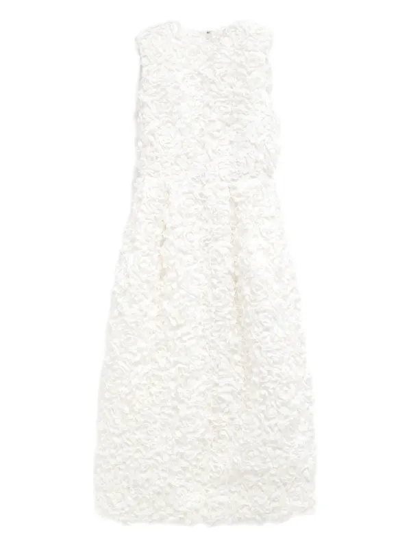 Comme des Garçons Floral-appliqué Midi Dress in White