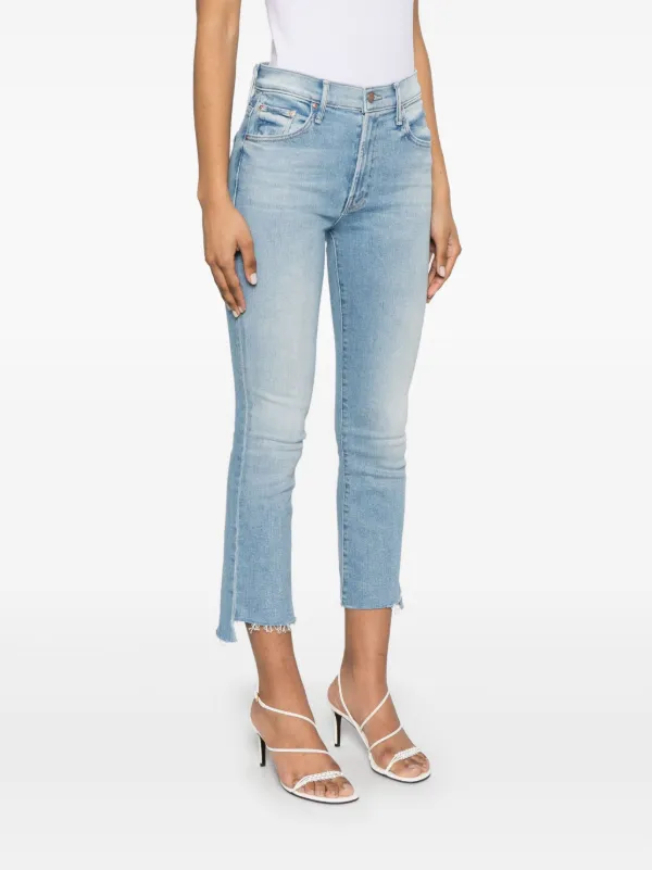 MOTHER The Insider Crop Step Fray Jeans | Blue | FARFETCH