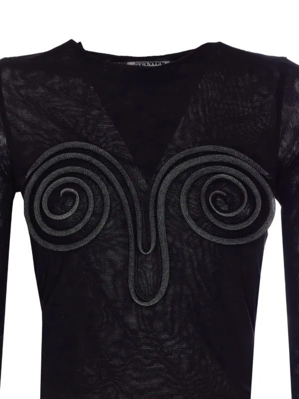 Jean Paul Gaultier spiral-detail long-sleeve Top | Black | FARFETCH