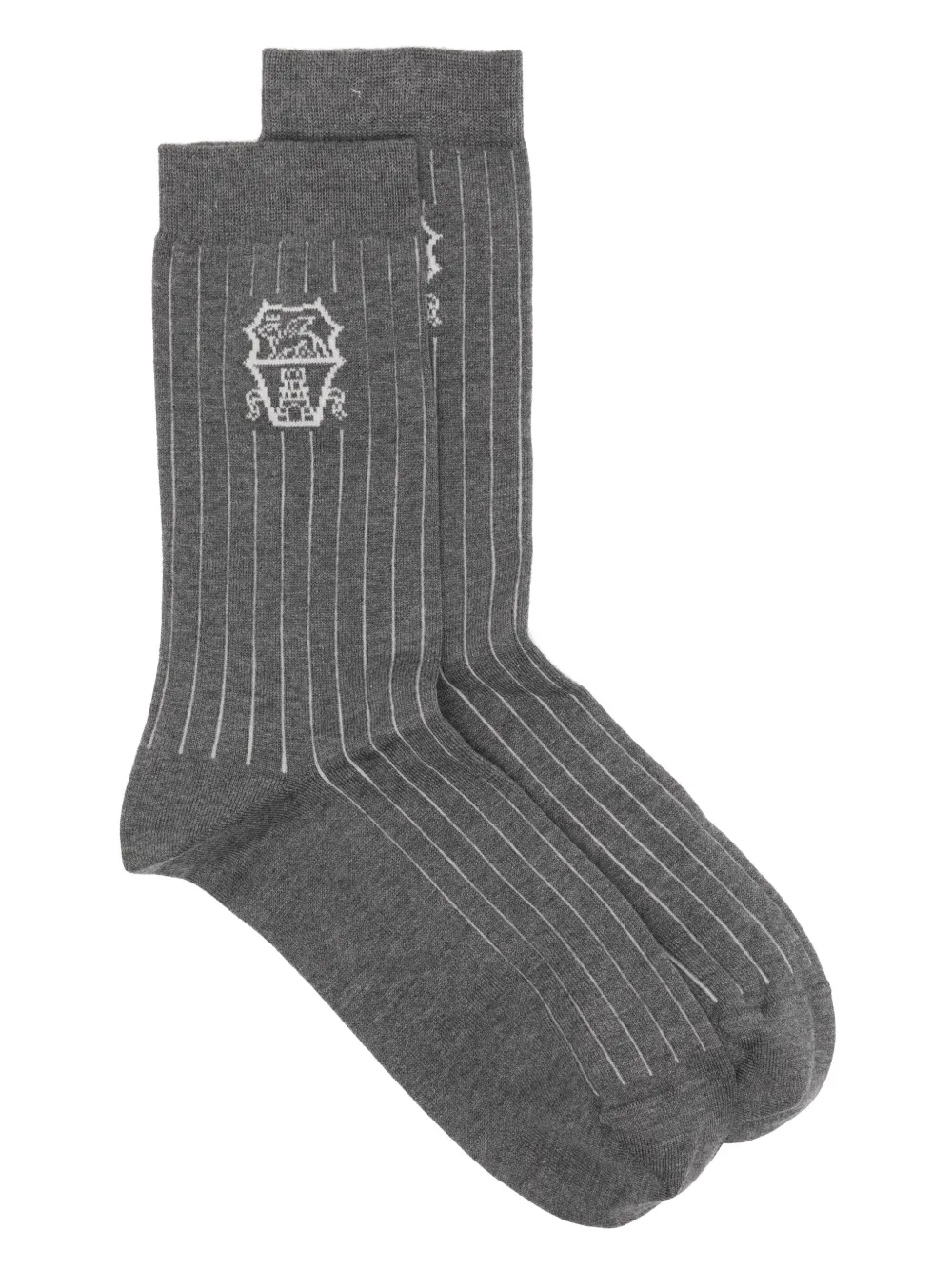 Brunello Cucinelli intarsia-knit logo socks | Grey | Image 1