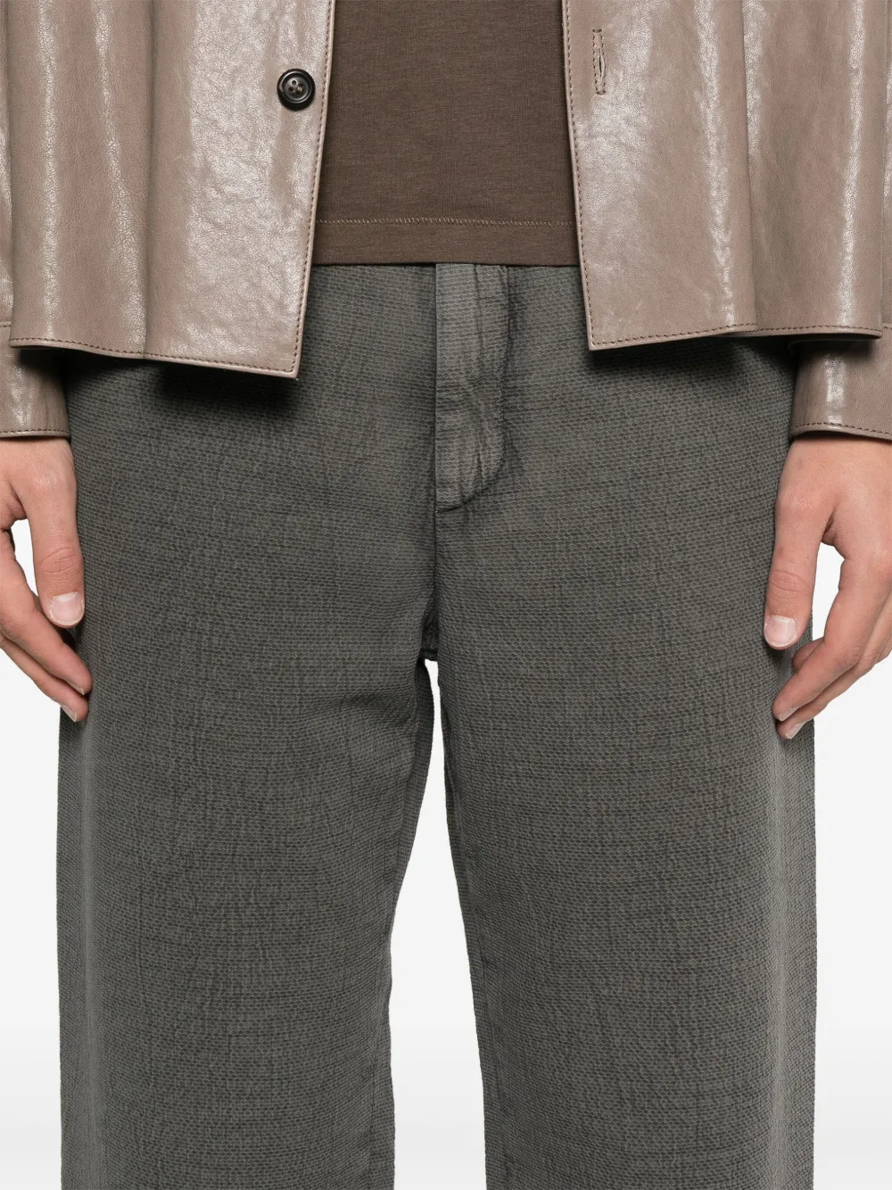 Shop Barena Venezia Proto Crespon Trousers In Grey