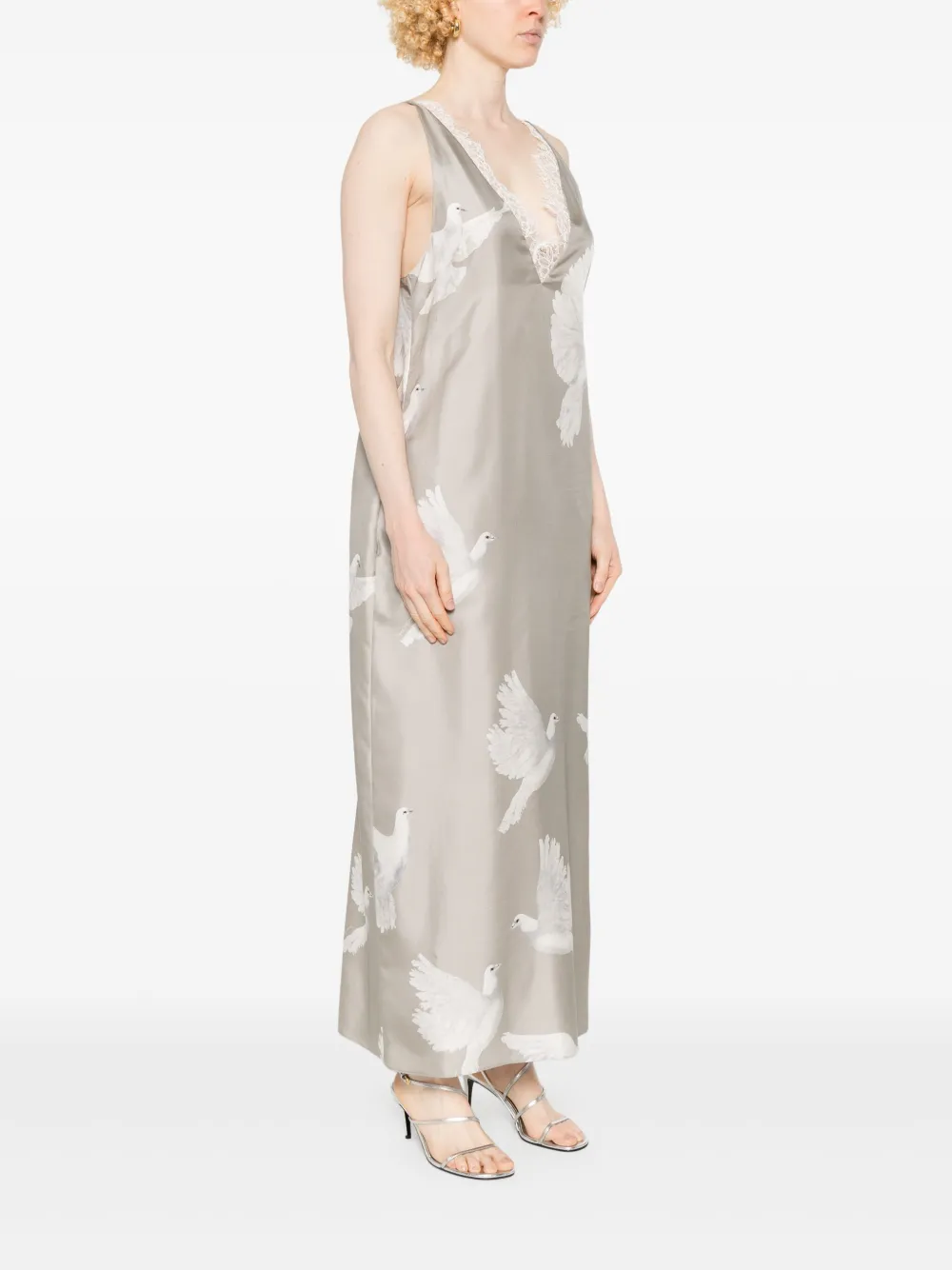 Stella McCartney Mouwloze maxi-jurk met print Grijs