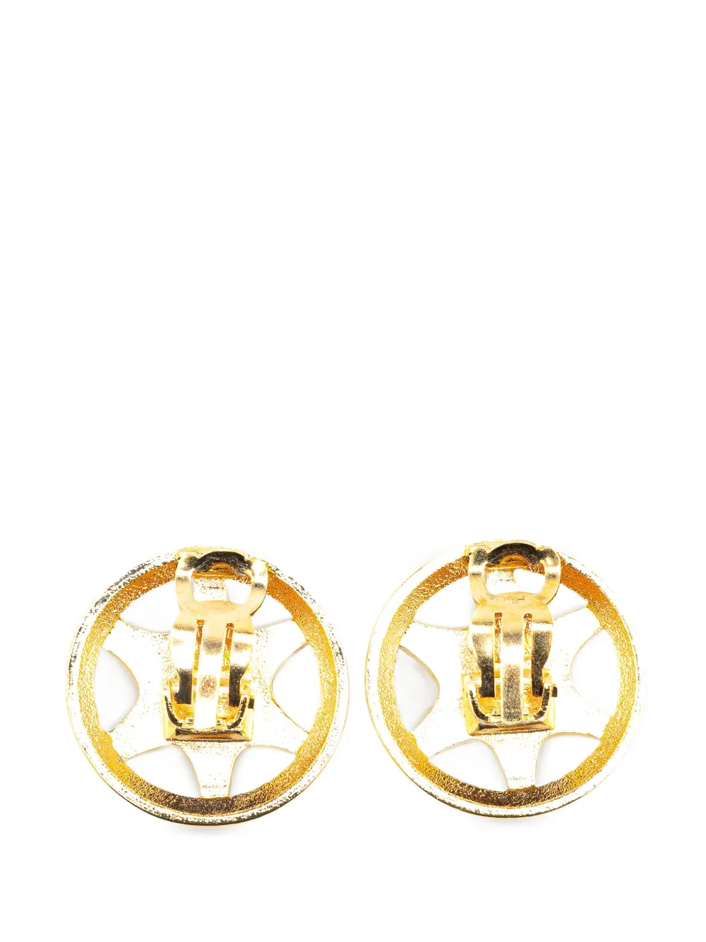 CHANEL Pre-Owned 1997 Gold Plated CC Round Star Clip On Earrings costume earrings | Image 2