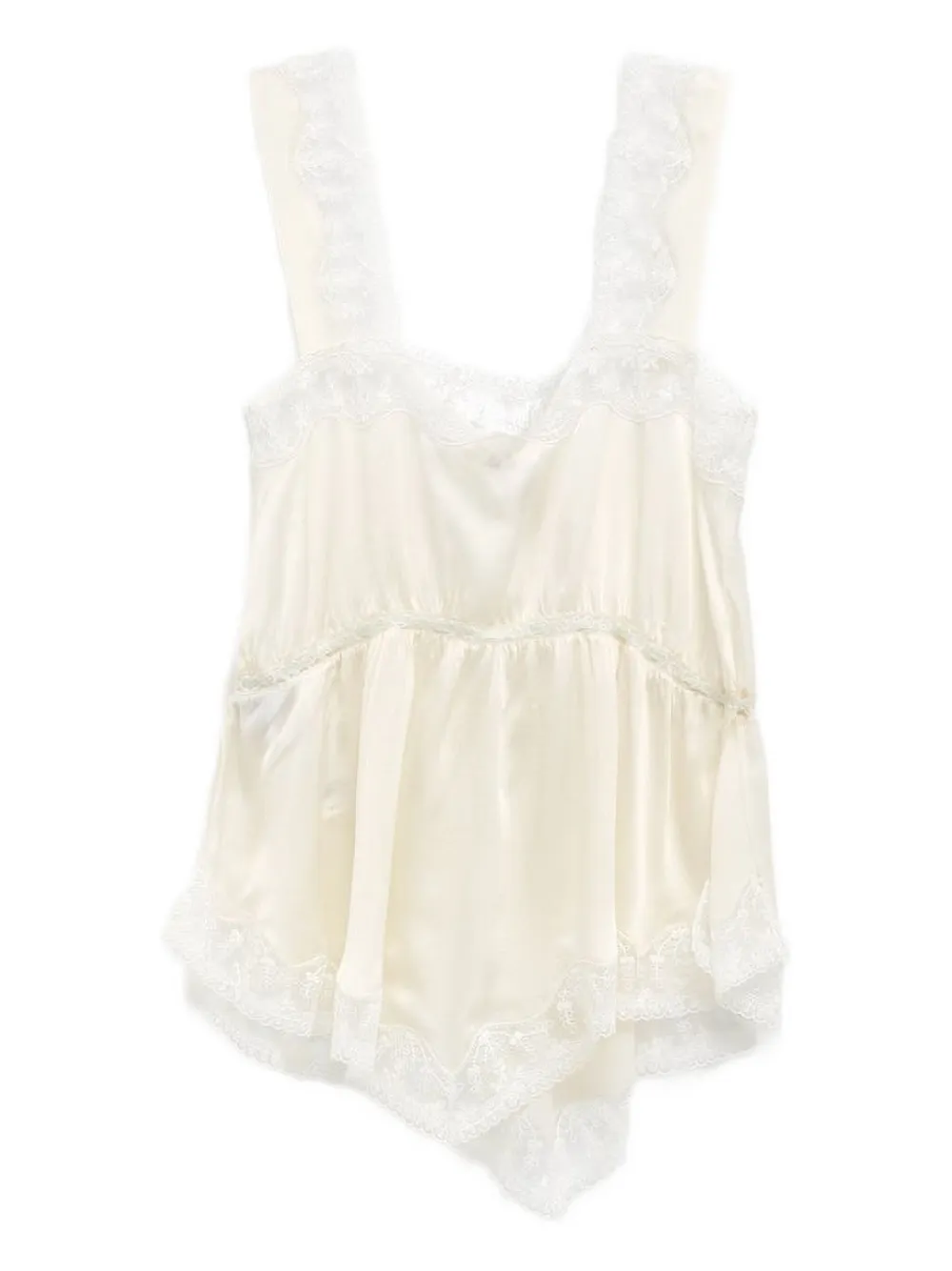Chloé silk lace-panelled top - Wit