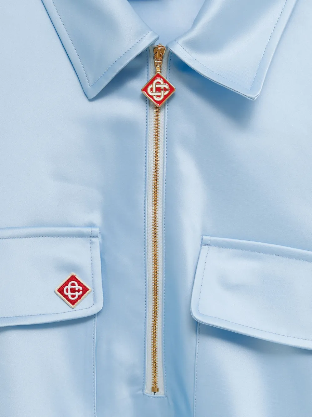 Casablanca Satijnen overhemd met rits Blauw
