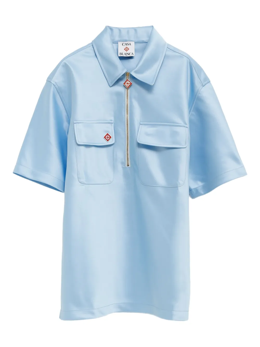 Casablanca Satijnen overhemd met rits Blauw