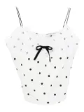 Alessandra Rich polka-dot prin tank top - White