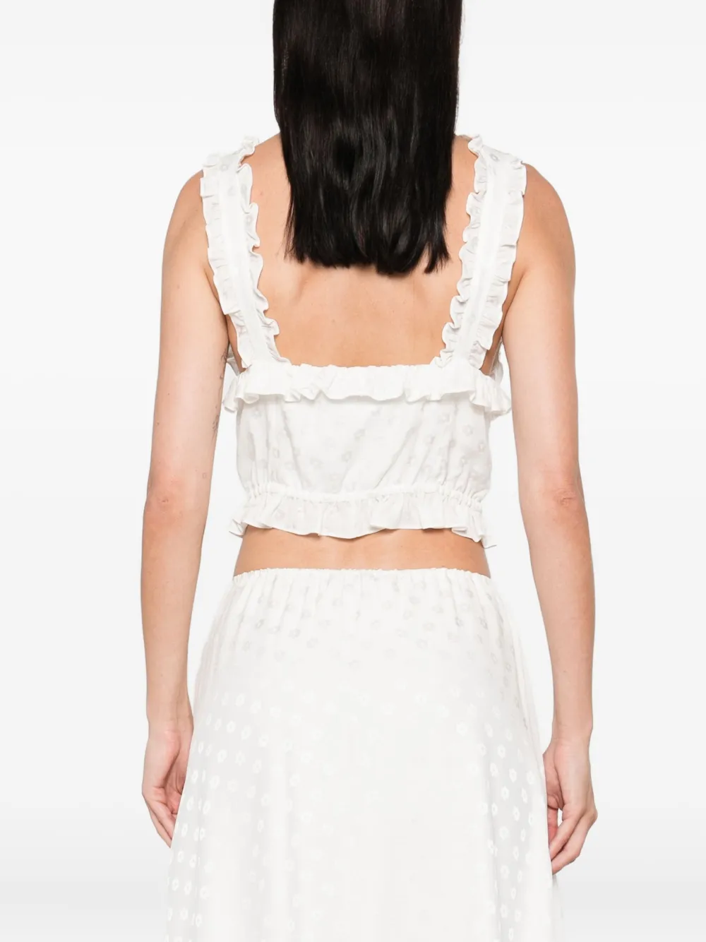 Alessandra Rich Mouwloze top met strikdetail Wit