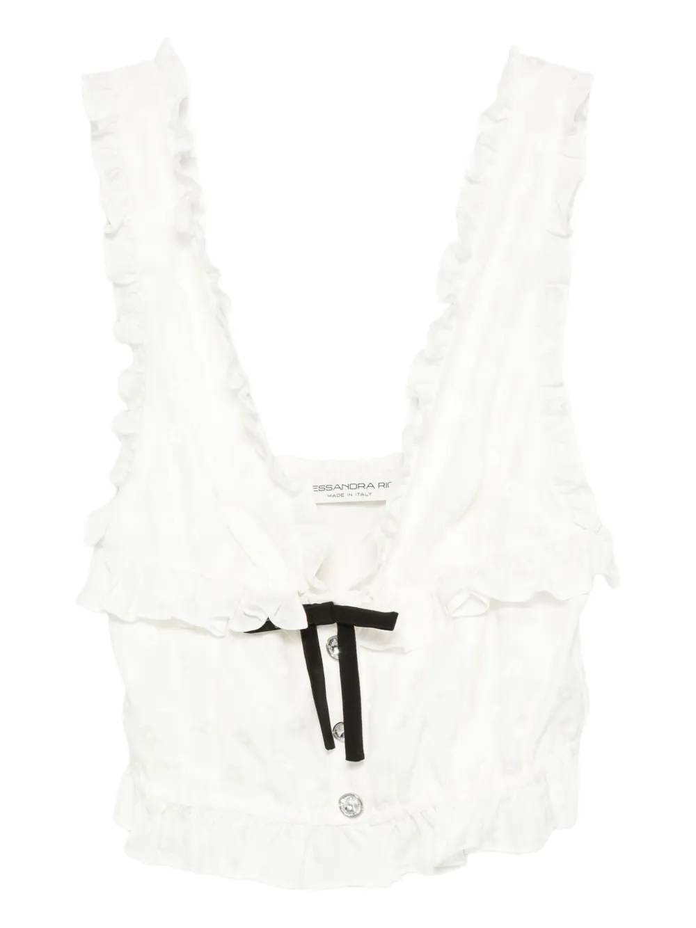 Alessandra Rich bow-detail sleeveless top Wit