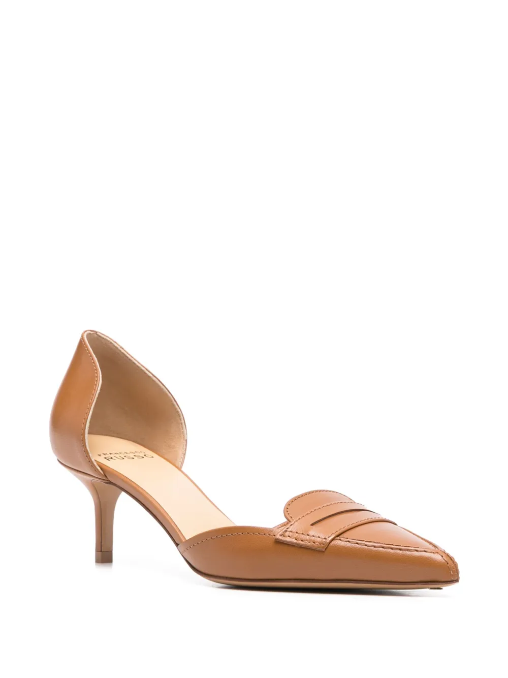 Francesco Russo Pema leren pumps Bruin