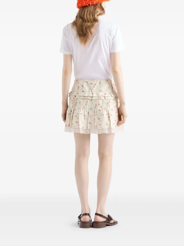 スカート prada flower pattern mini skirt Prada floral-print Mini Skirt | Neutrals | FARFETCH