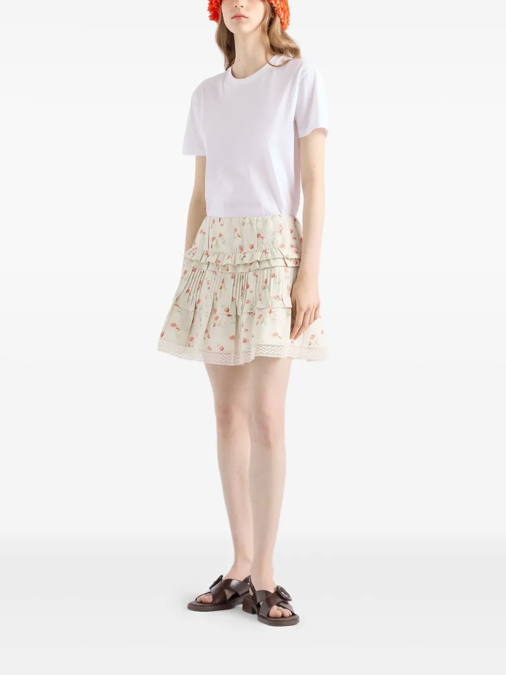 Prada Rok met bloemenprint - Beige