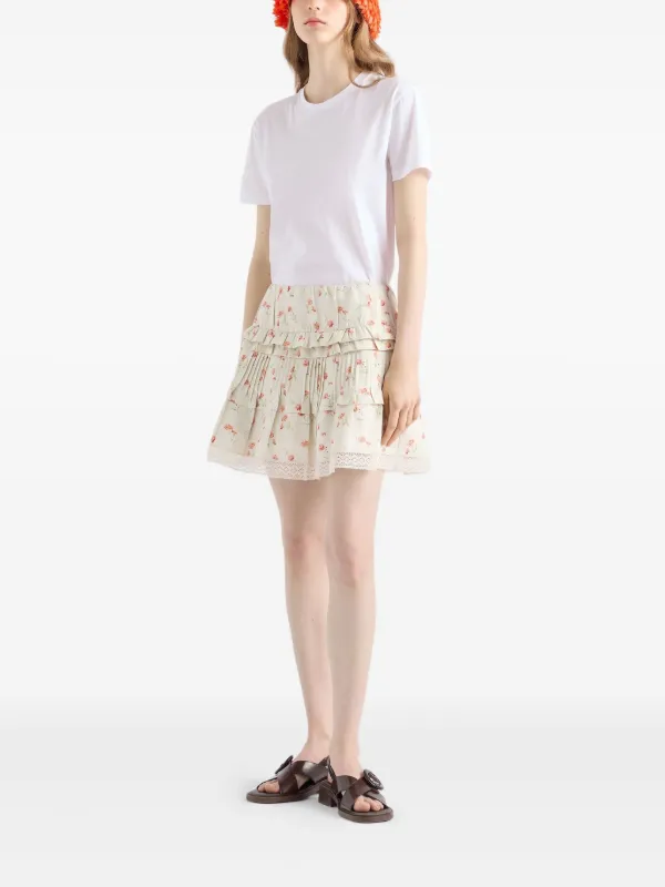 スカート PRADA IVORY LINEN SKIRT Prada floral-print Skirt | Neutrals | FARFETCH TH