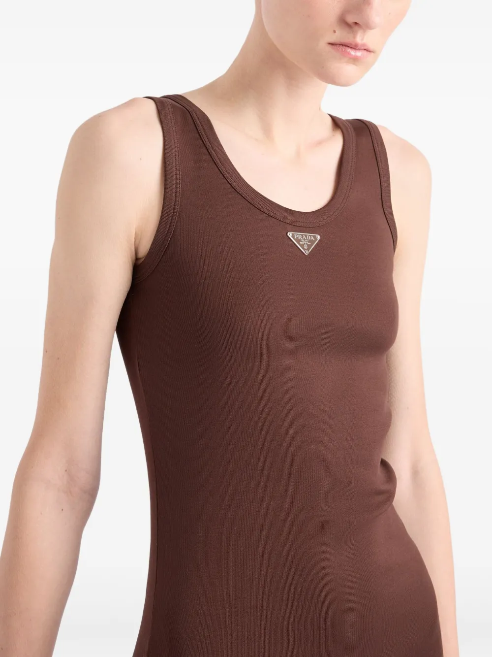 Prada Jersey midi-jurk Bruin