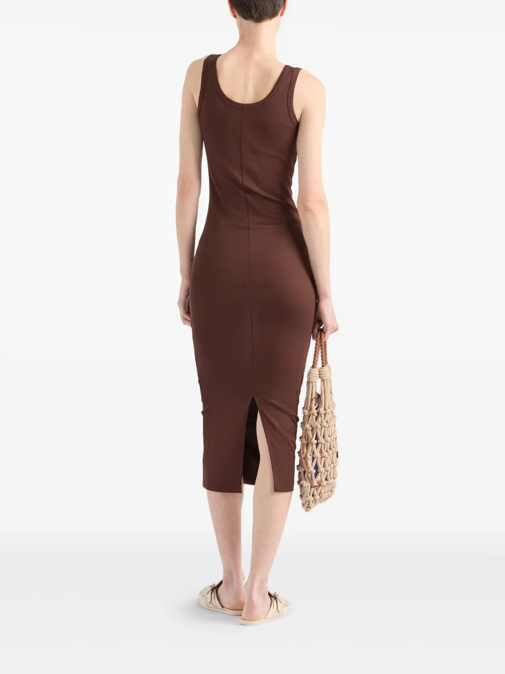 Prada Jersey midi-jurk Bruin