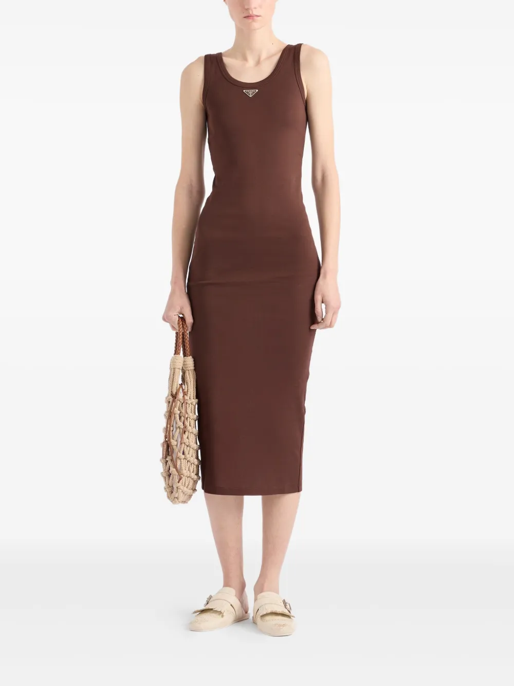 Prada Jersey midi-jurk - Bruin