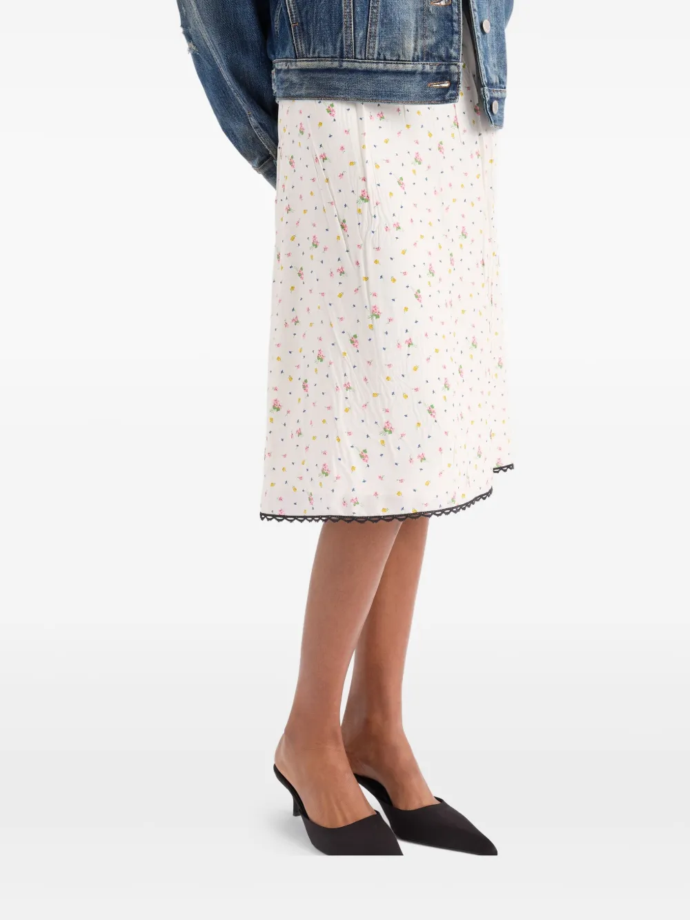 Prada Rok met bloemenprint Wit