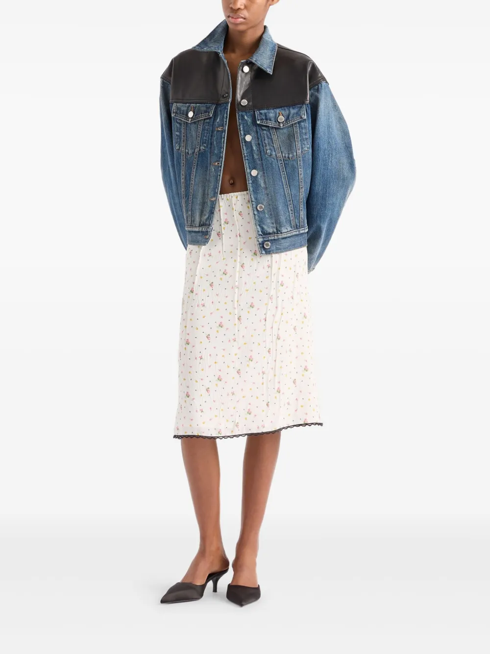 Prada Rok met bloemenprint - Wit