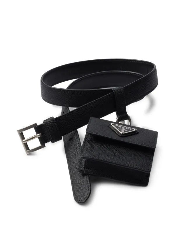Prada Saffiano Leather Belt | Black | FARFETCH