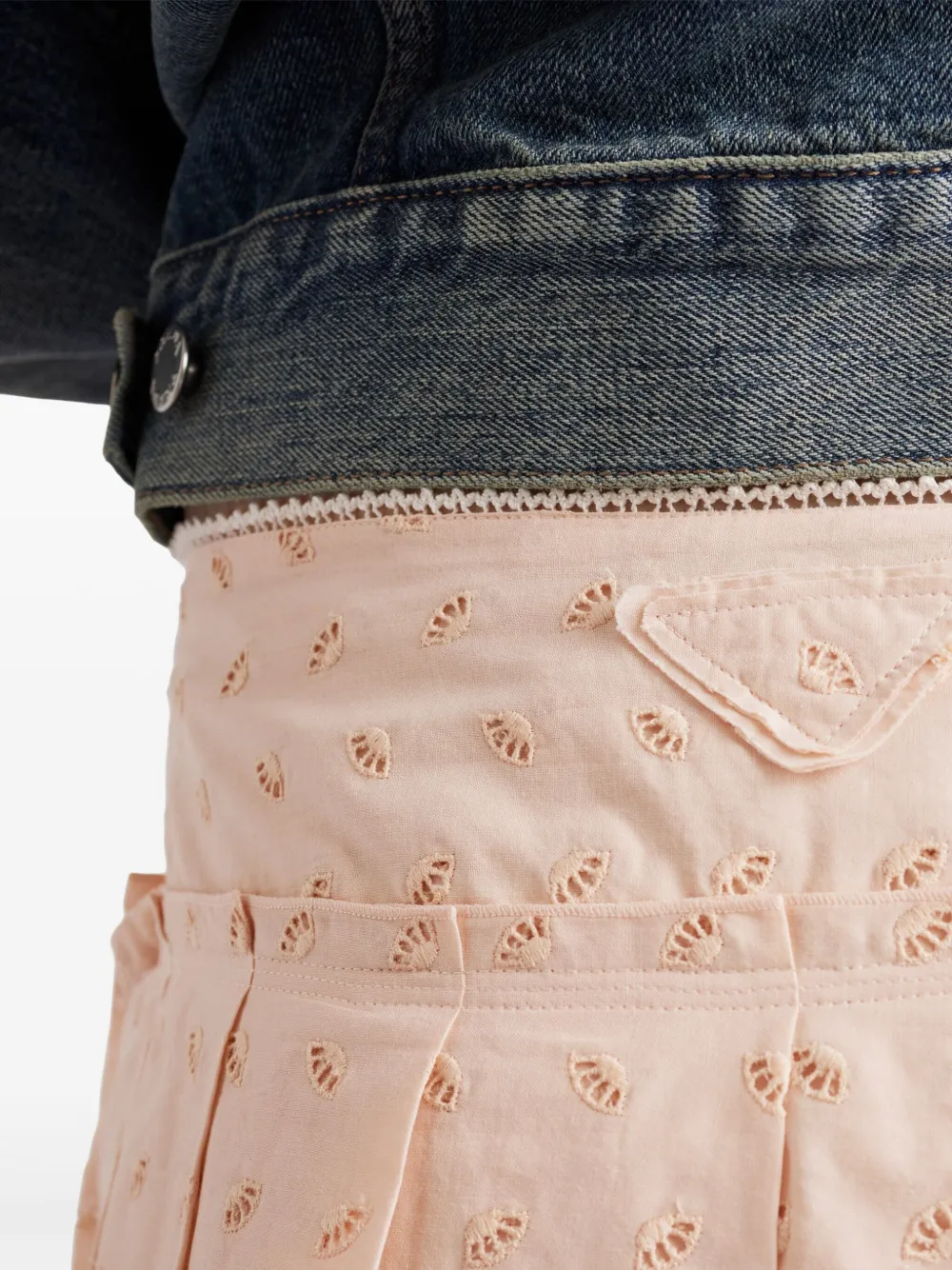 Prada Pleated Eyelet Lace Skirt