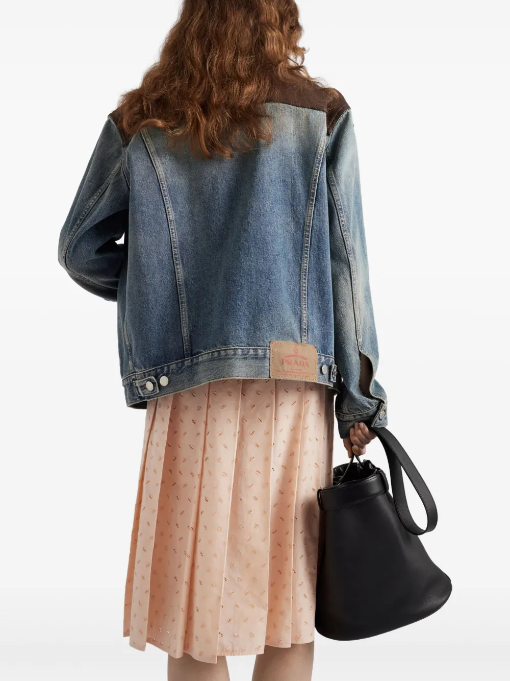 Prada Pleated Eyelet Lace Skirt