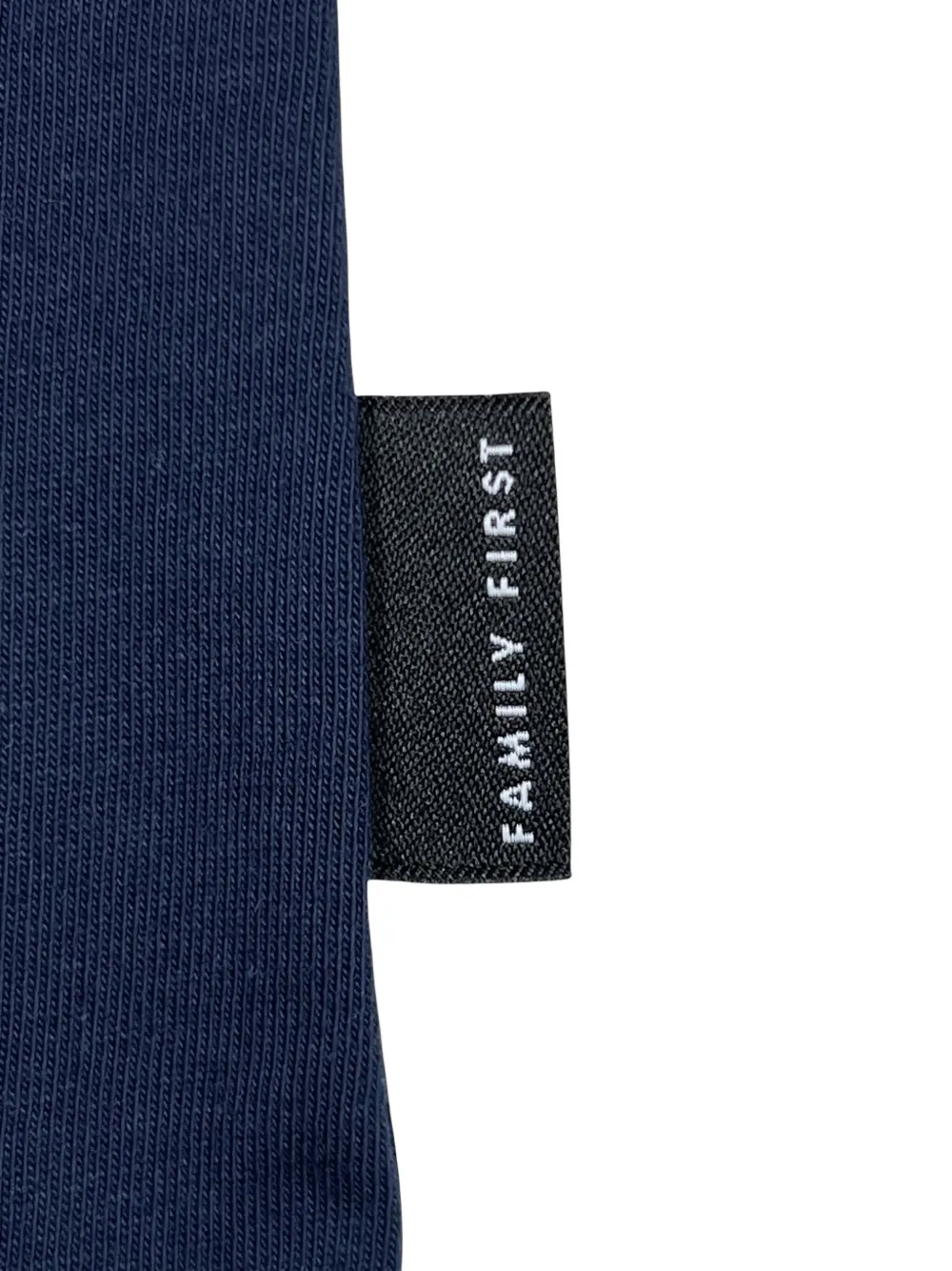 Family First T-shirt met geborduurde bloemen Blauw