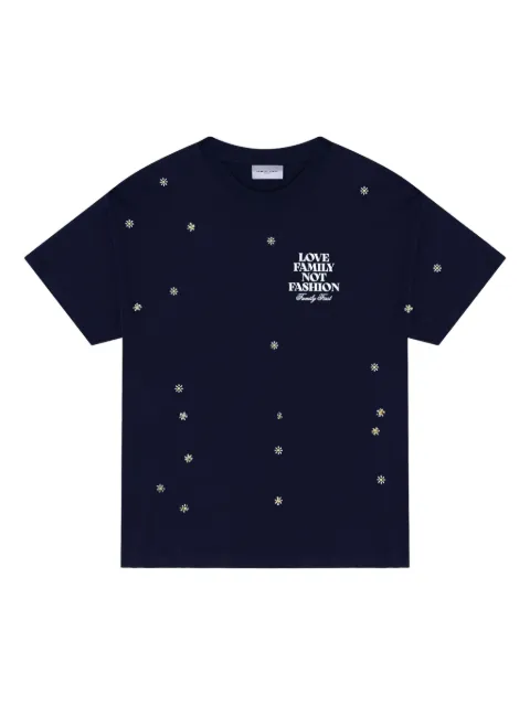 Family First floral-embroidered T-shirt