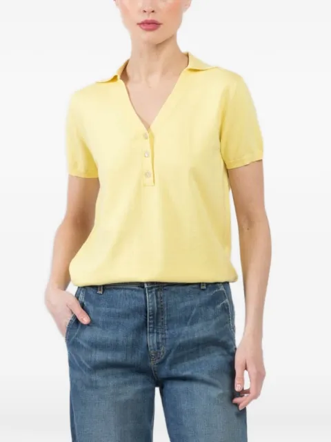 Allude button V-neck polo tops