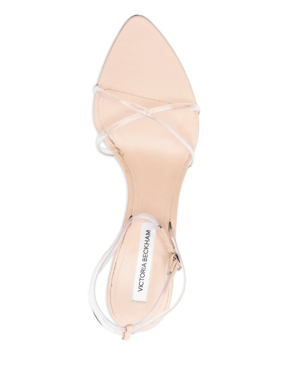 Victoria Beckham 100 mm leren sandalen met doorzichtig bandje en hak Beige