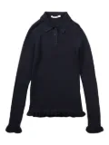 Cecilie Bahnsen ruffled-hem polo top - Blue