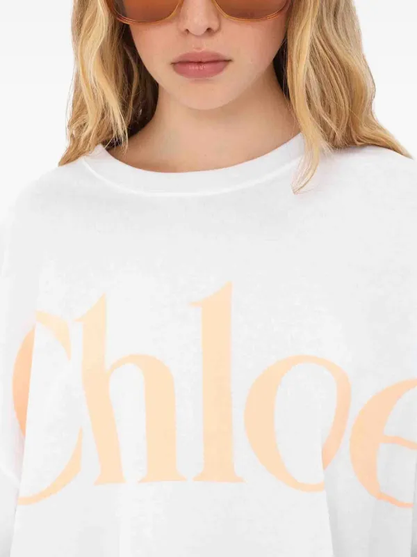 Tシャツ・カットソー CHLOE Woman T-Shirt White CH25SJH12180 101 CHLOÉ Printed cotton-jersey T-shirt | NET-A-PORTER