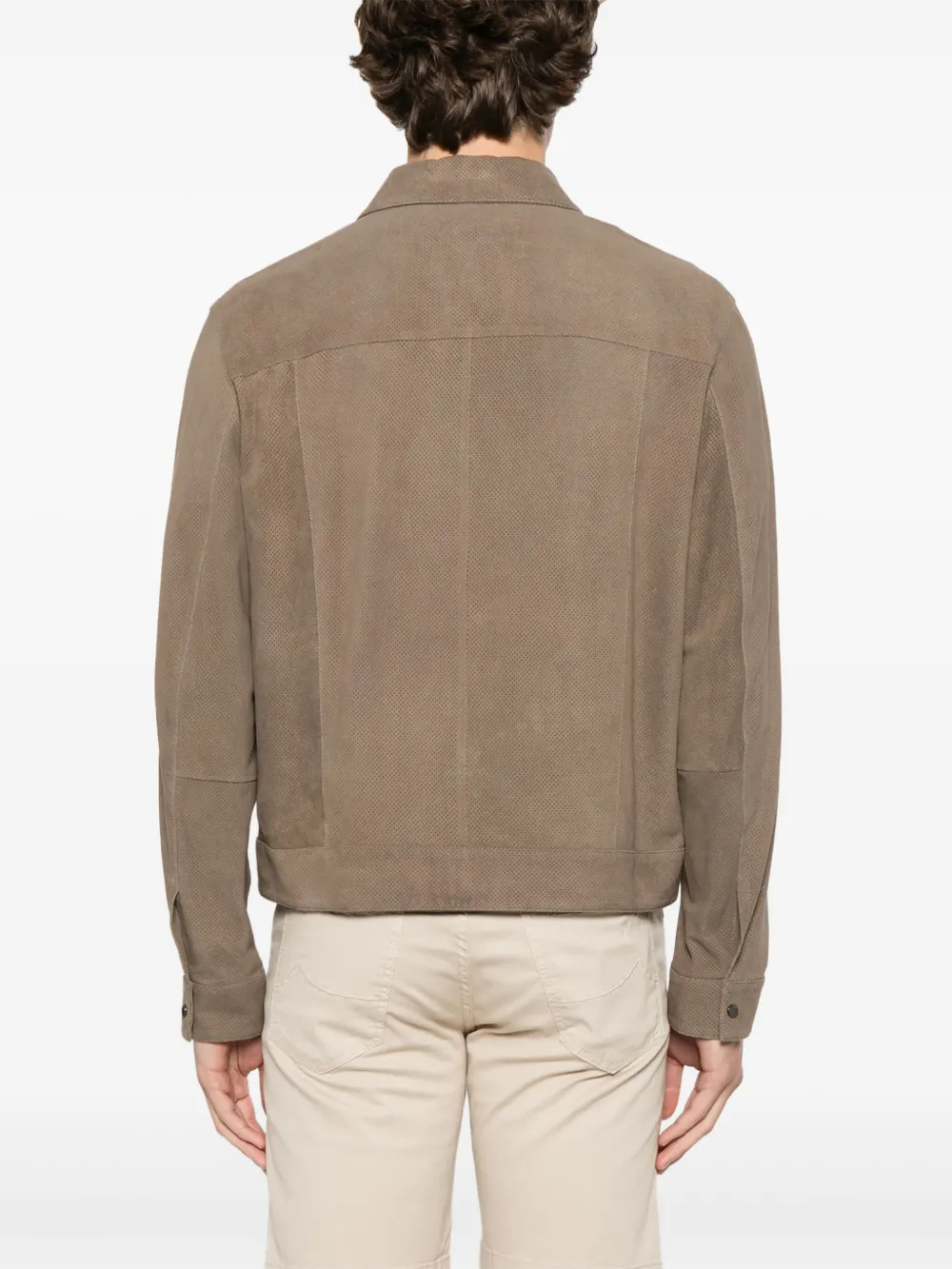 Emporio Armani Leren jack Bruin