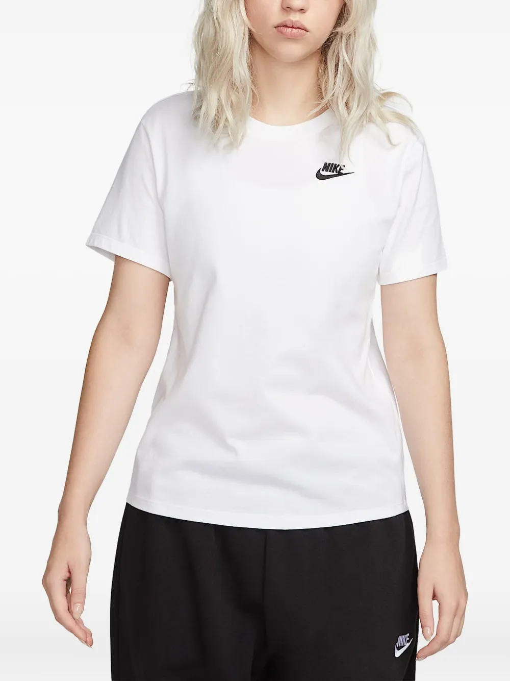 Nike logo-embroidered cotton t-shirt Wit