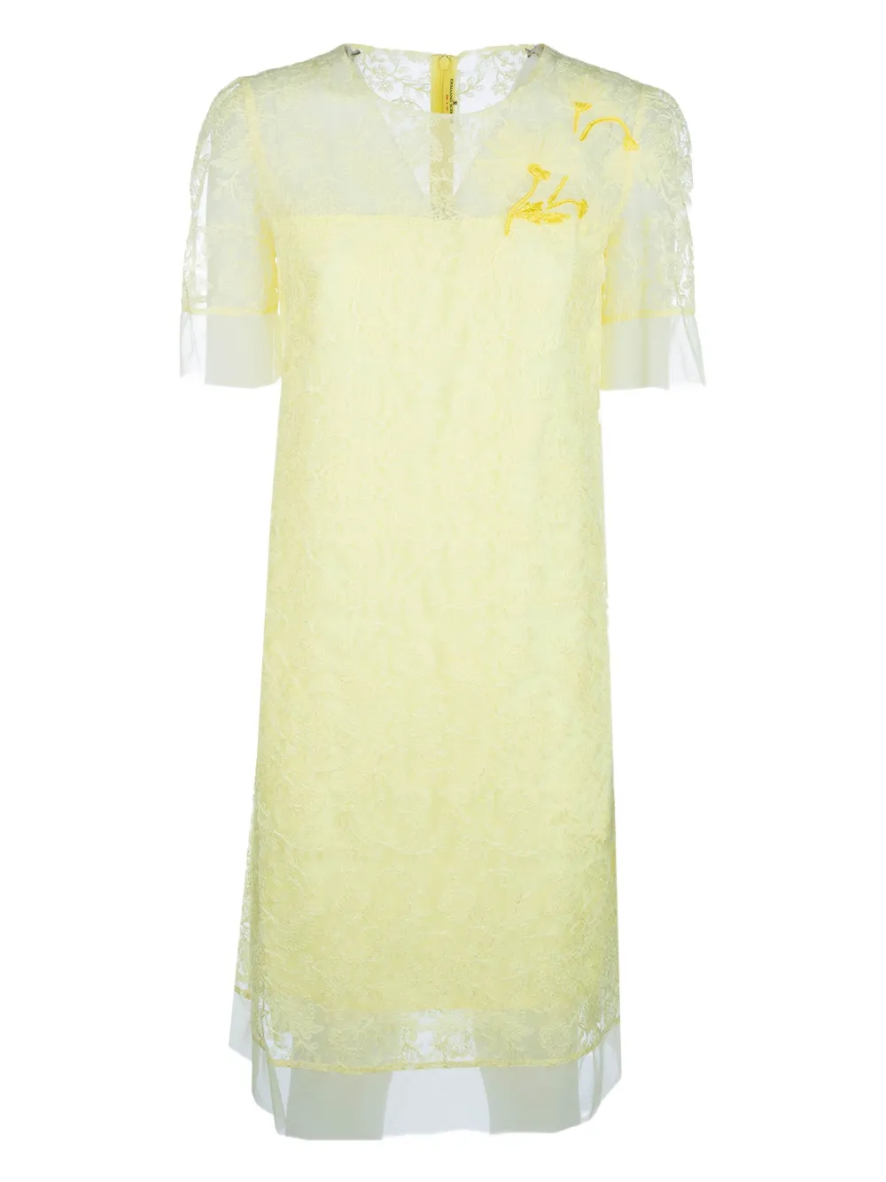 Ermanno Scervino robe mi-longue à fleurs brodées | jaune | Image 1