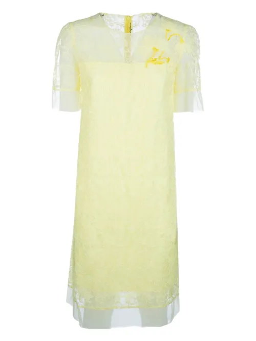 Robe mi-longue à fleurs brodées - Ermanno Scervino - Modalova