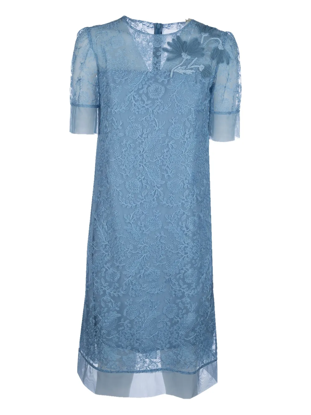 Ermanno Scervino robe mi-longue à fleurs brodées | bleu | Image 1