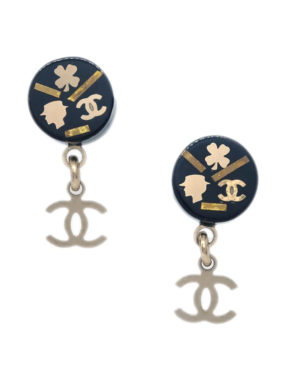 Pre-owned Chanel 2006 Cc Dangle Earrings In Gold