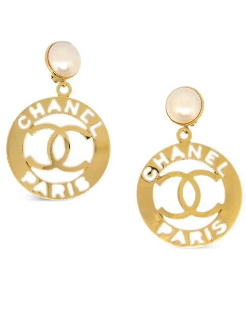 CHANEL Pre-Owned 1990-2000s CC dangle clip-on earrings
