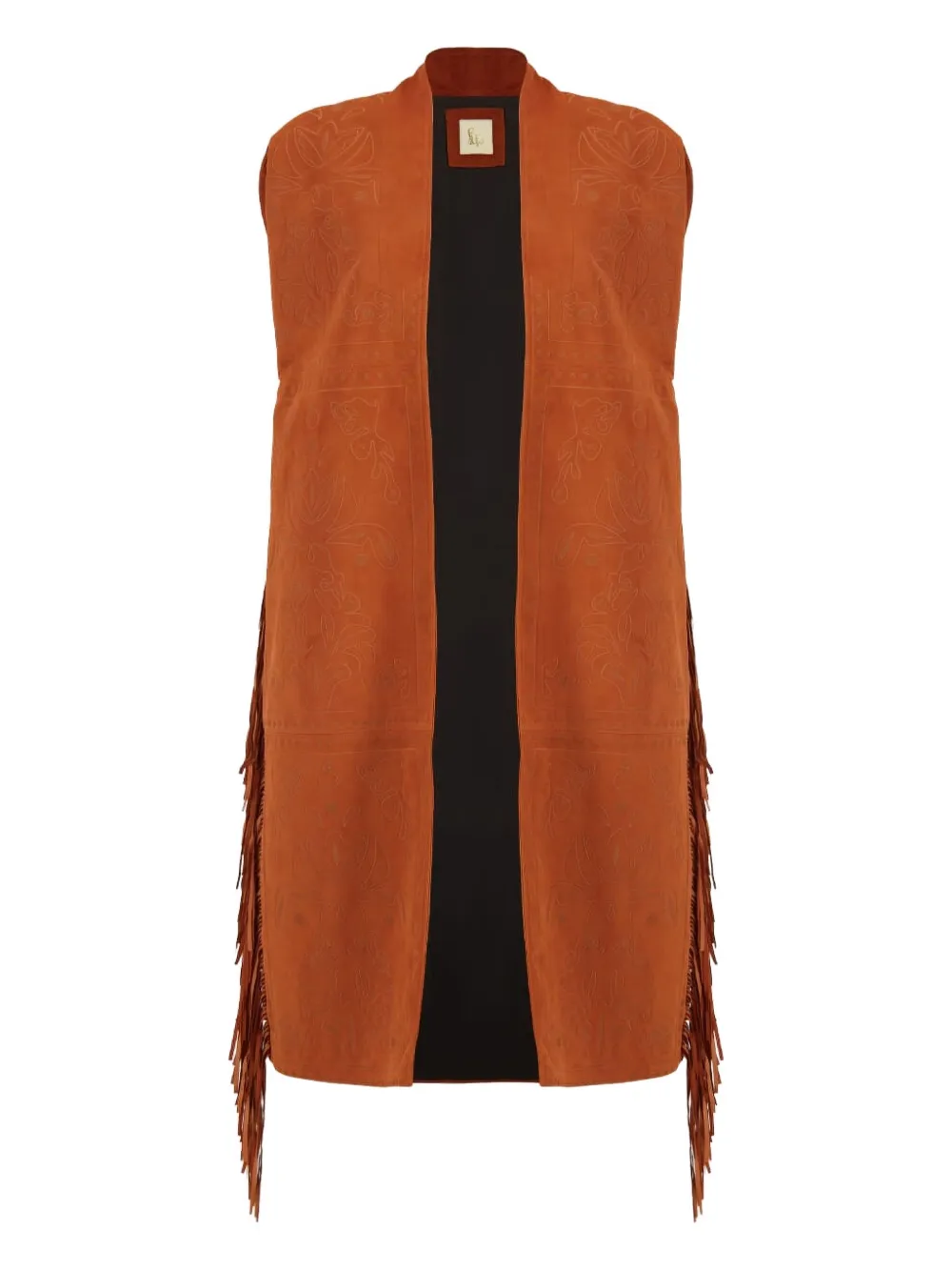 PAULA embroidered suede gilet | Brown | Image 1
