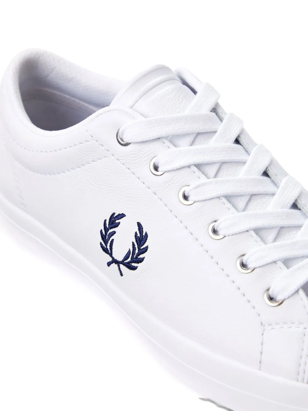 Fred Perry logo-embroidery leather sneakers Wit