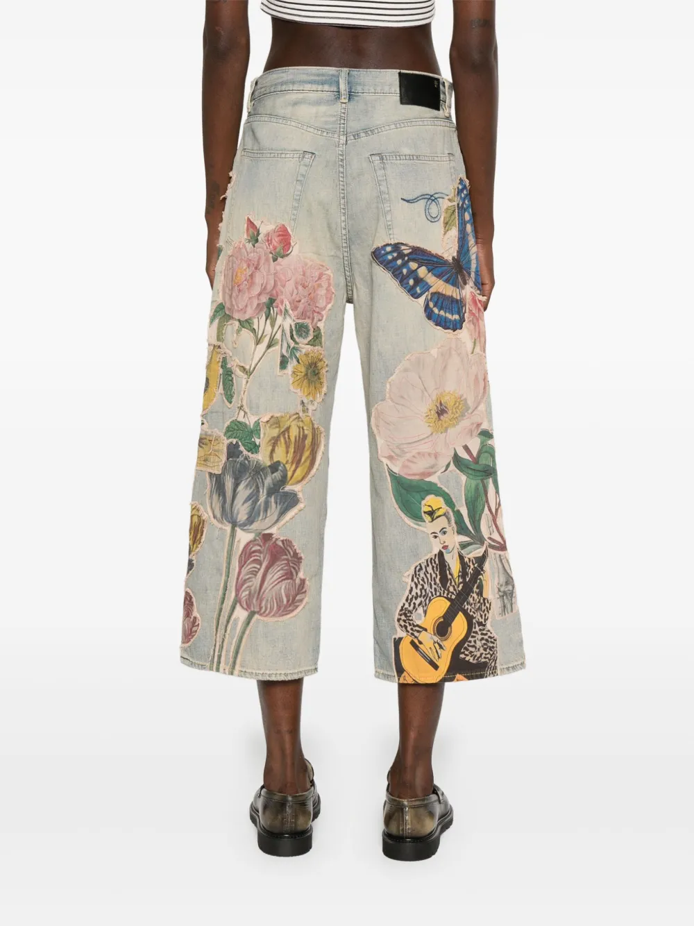 R13 Jeans met bloemapplicatie Blauw