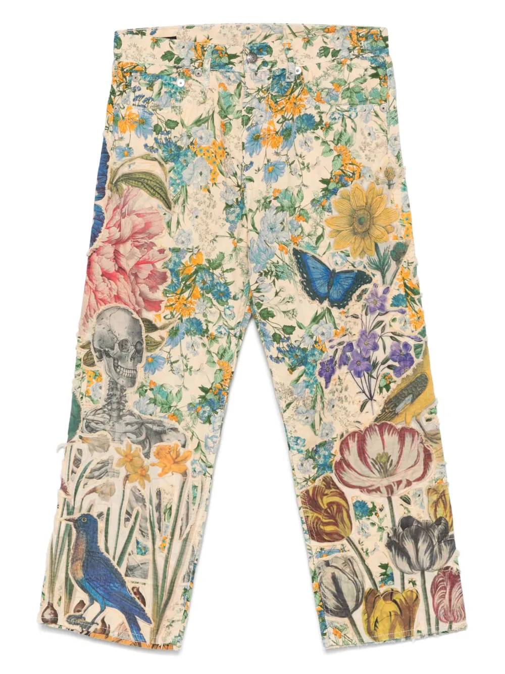 R13 floral-motif trousers | Neutrals | Image 1
